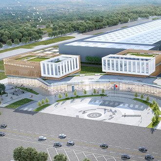 LandVac Titanium Vacuum Insulated Glass Applied in the Exhibition Hall and Conference Center of the Huawei–JAC MAEXTRO Factory